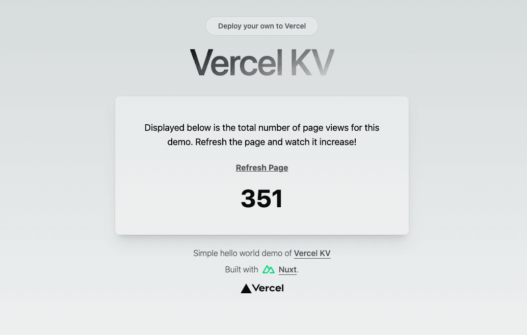 Vercel KV for Redis Nuxt.js Starter