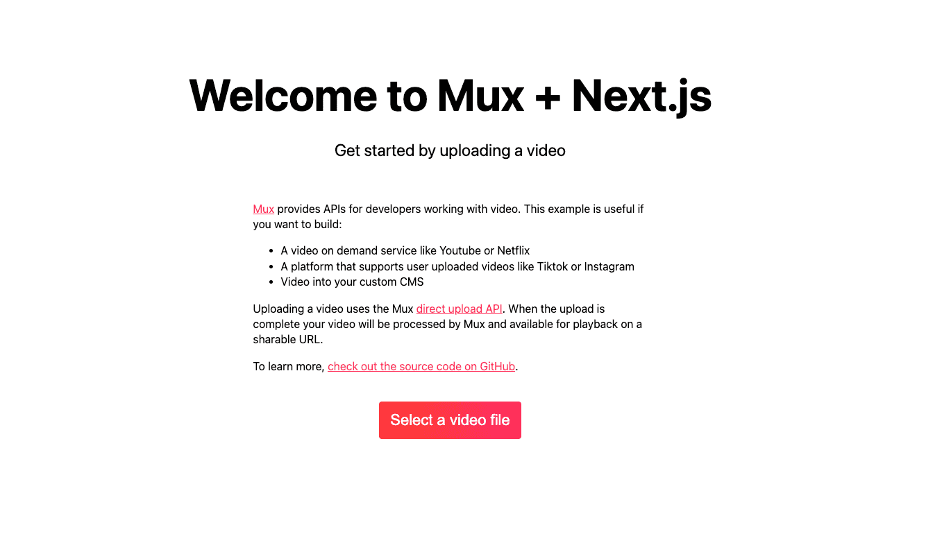 Mux Video Starter