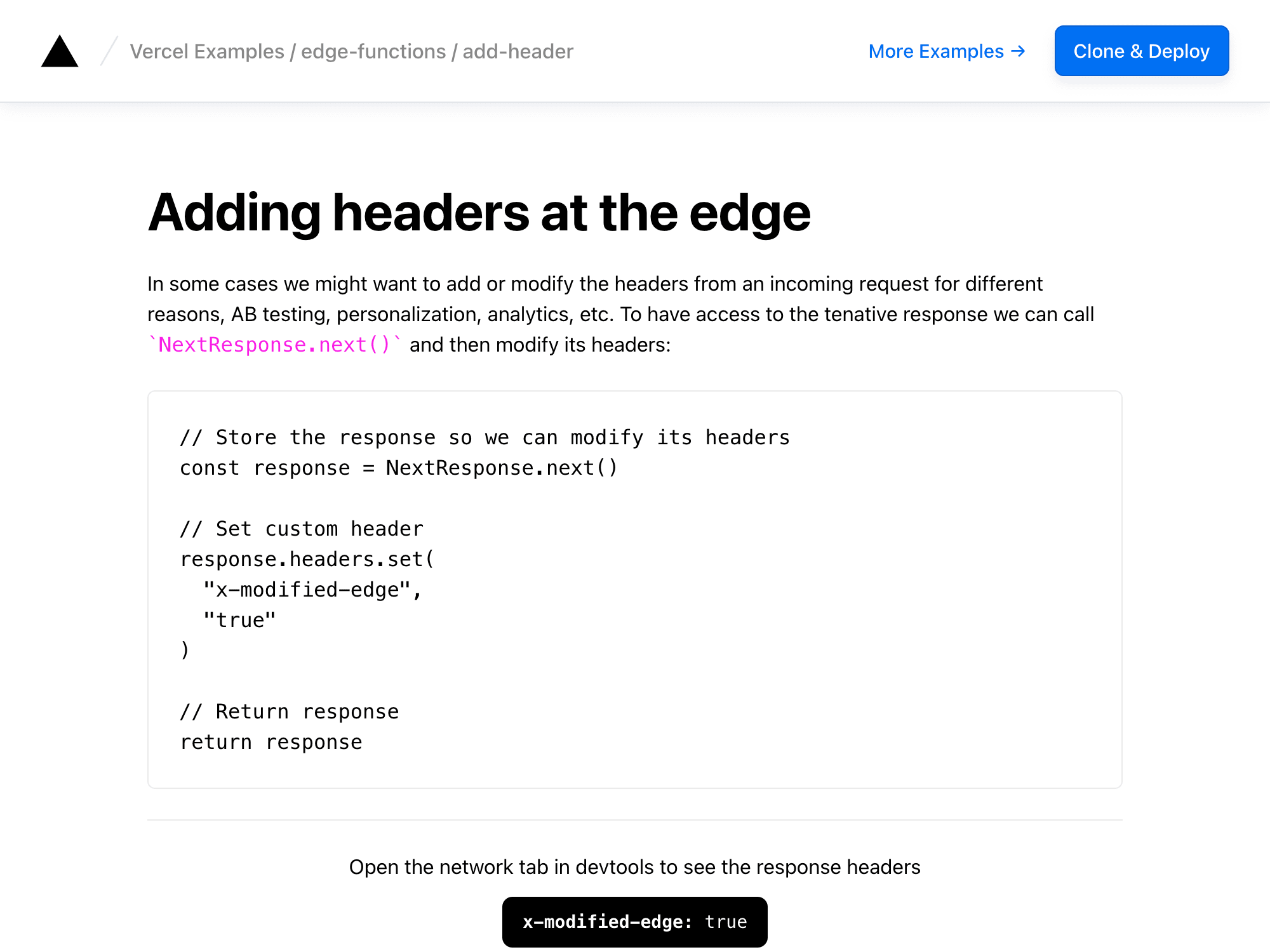 Adding Response Headers in Edge Middleware