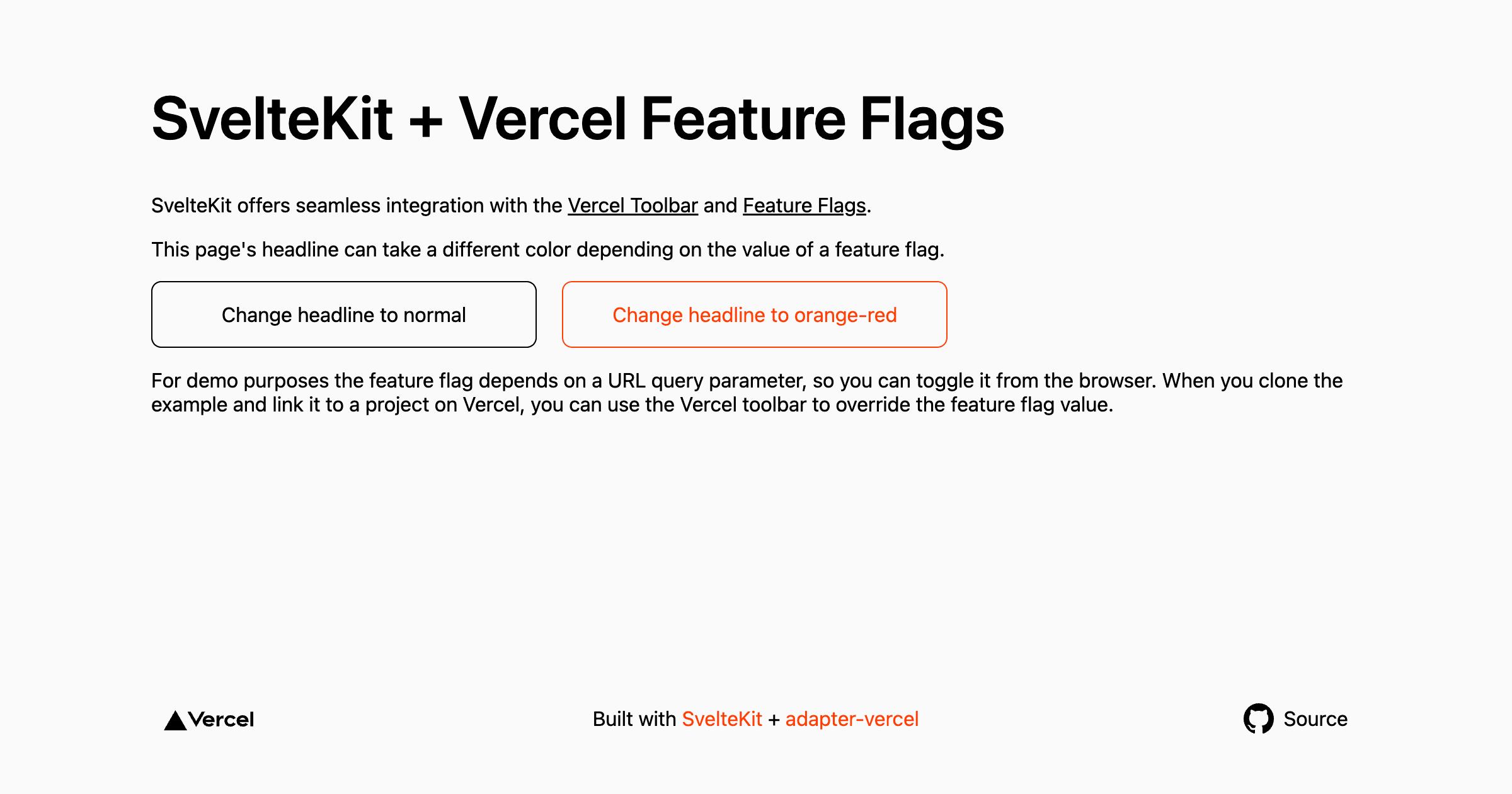 SvelteKit Flags SDK Starter Screenshot