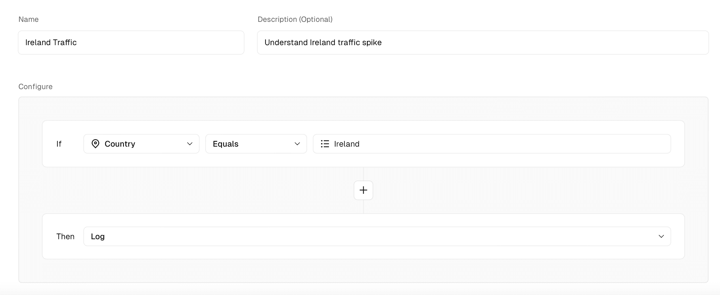 Rule for measuring traffic from Ireland