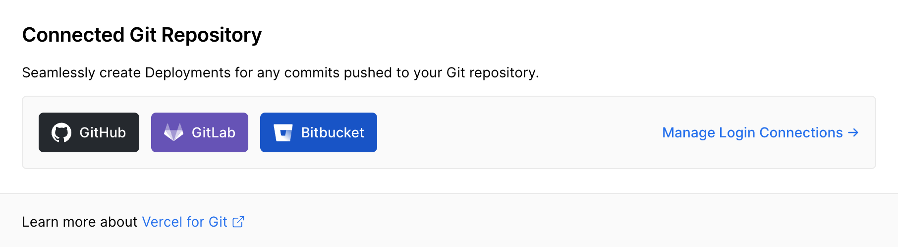 Selecting a Git Provider.