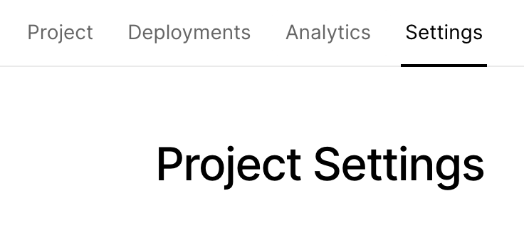  Selecting the Settings tab from the Project Overview page.