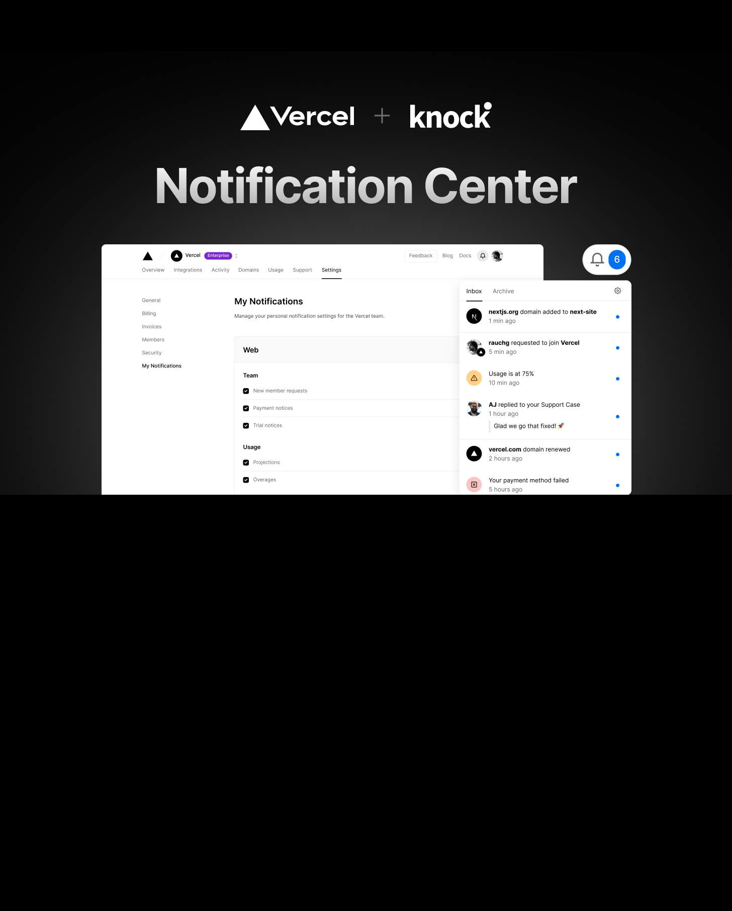 Building a powerful notification system for Vercel with Knock