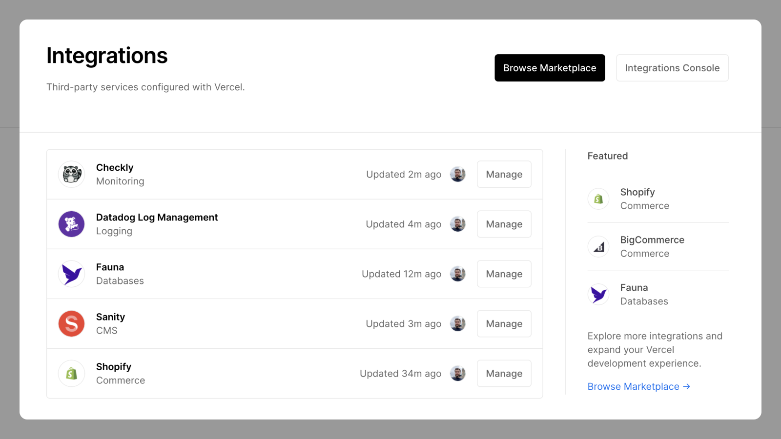 Cover for Integrations can now be managed more efficiently