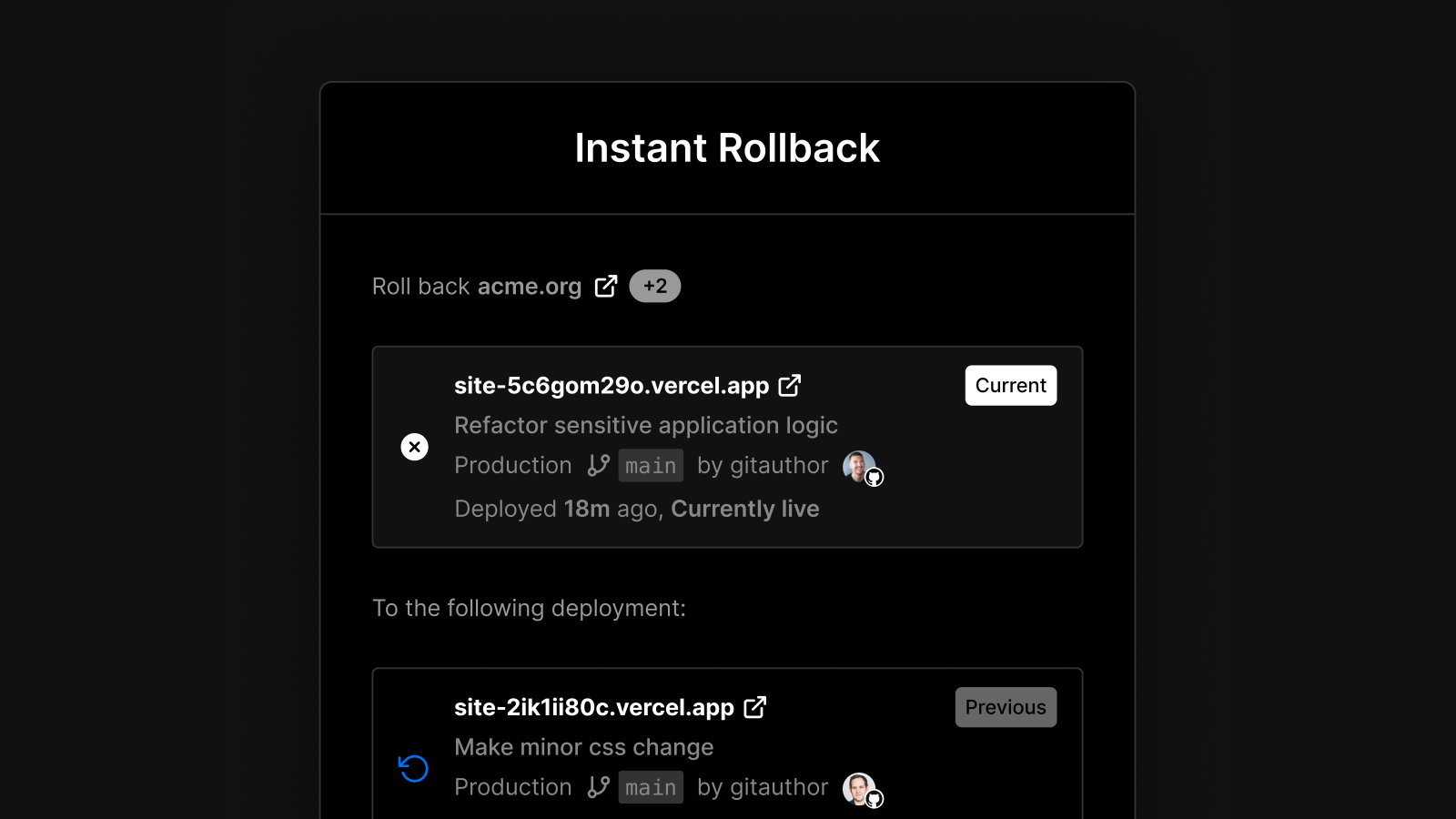 Cover for Instant Rollback is now generally available to revert deployments