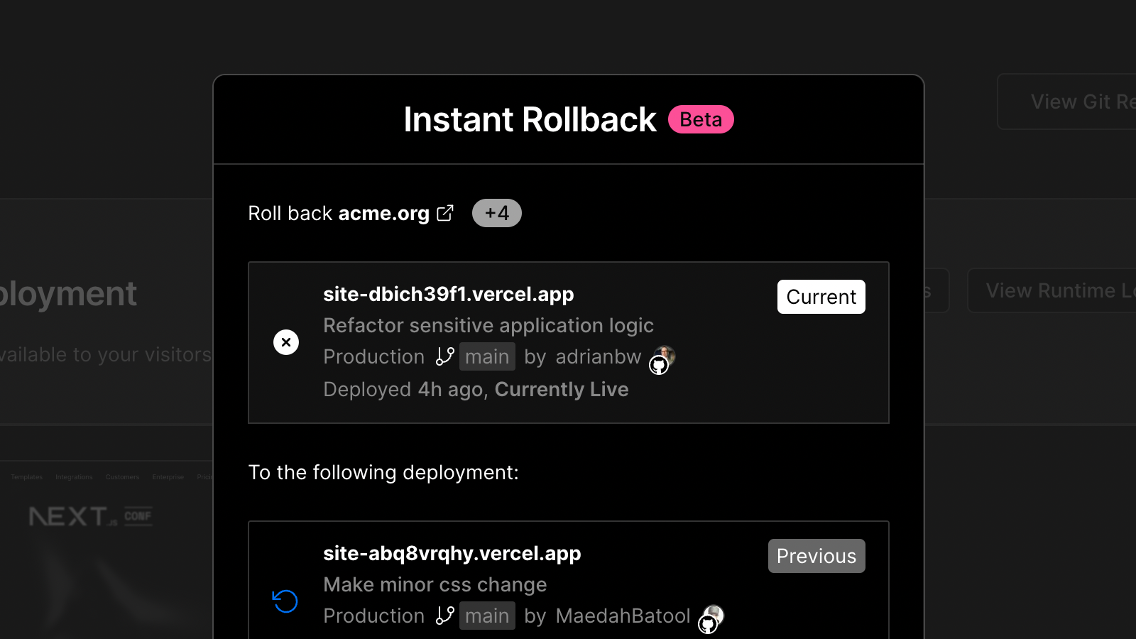 Cover for Instant Rollback public beta available to revert deployments