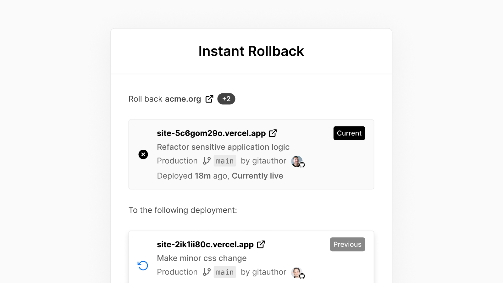Cover for Instant Rollback is now generally available to revert deployments