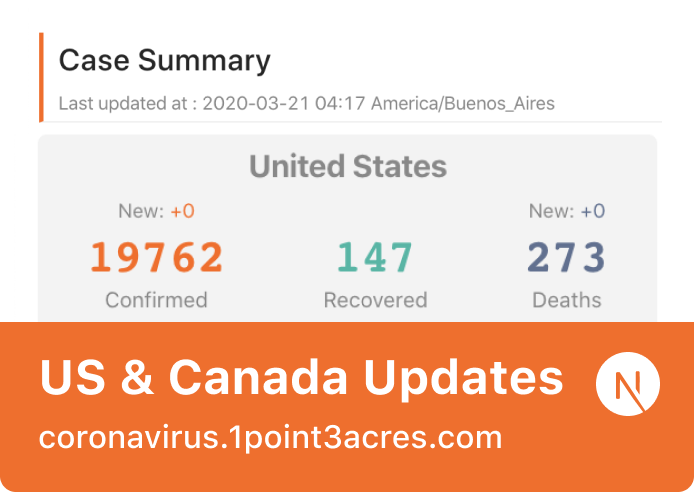 Coronavirus updates by 1point3acres