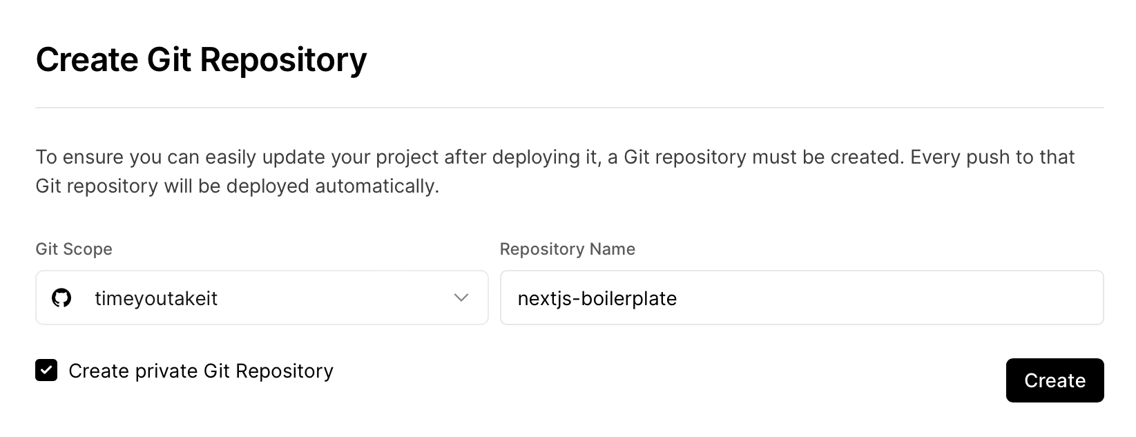 Connecting your Git provider and creating a new repository