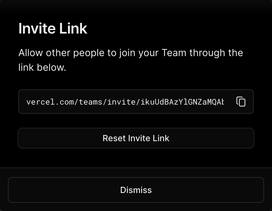 Adding members to team using the Invite Link.