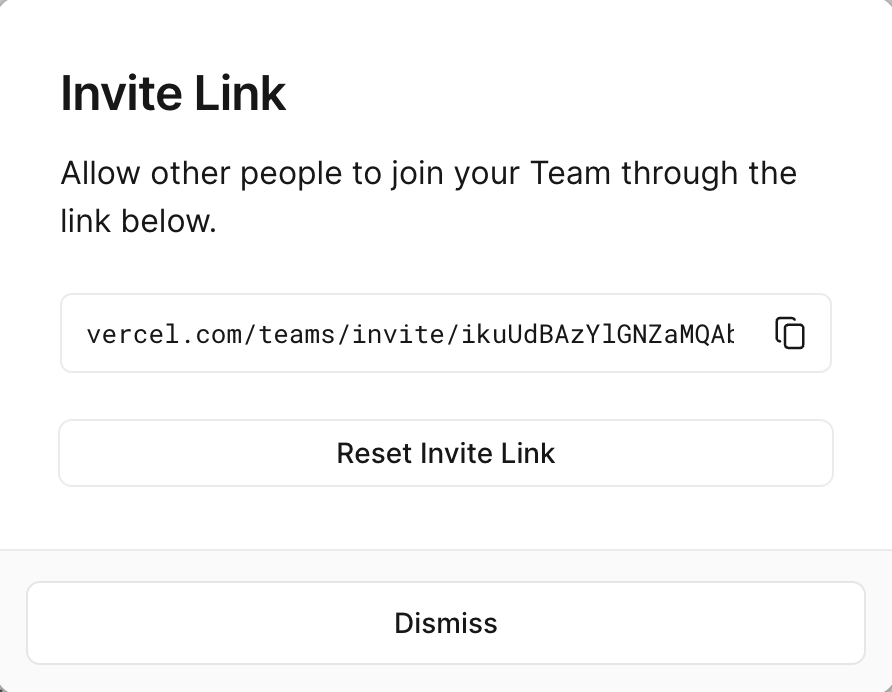Adding members to team using the Invite Link.