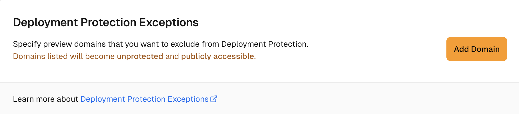 Add Deployment Protection Exception.