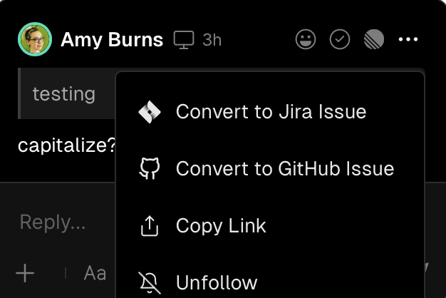 The context menu showing issue tracker options.