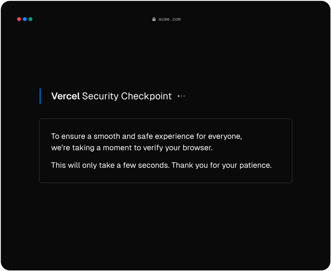 Vercel Security Checkpoint page