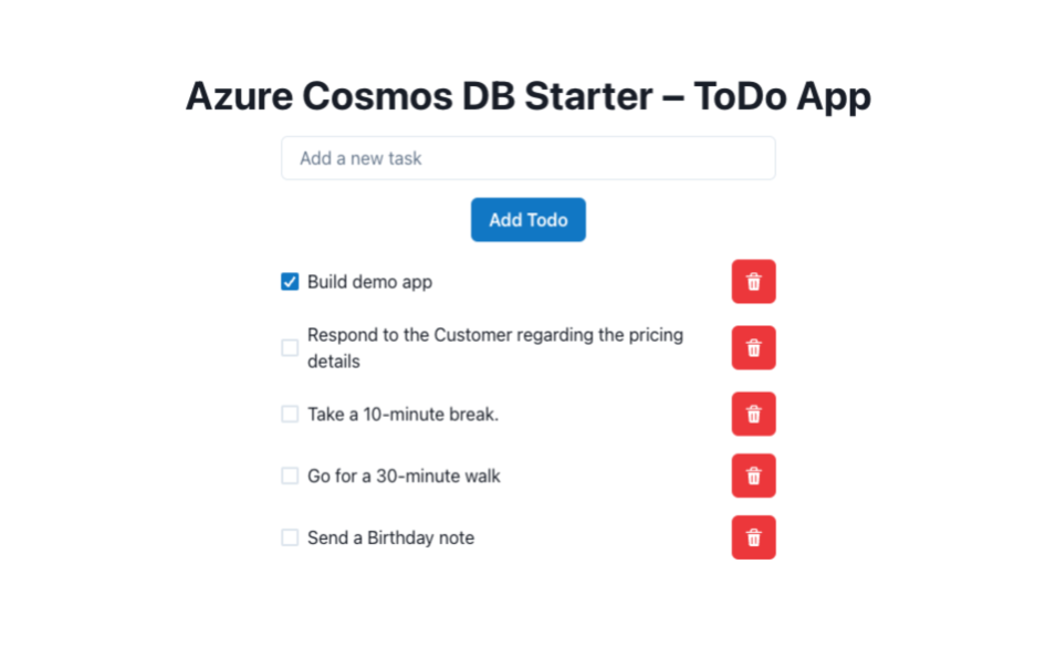Azure CosmosDB - Next.js Starter
