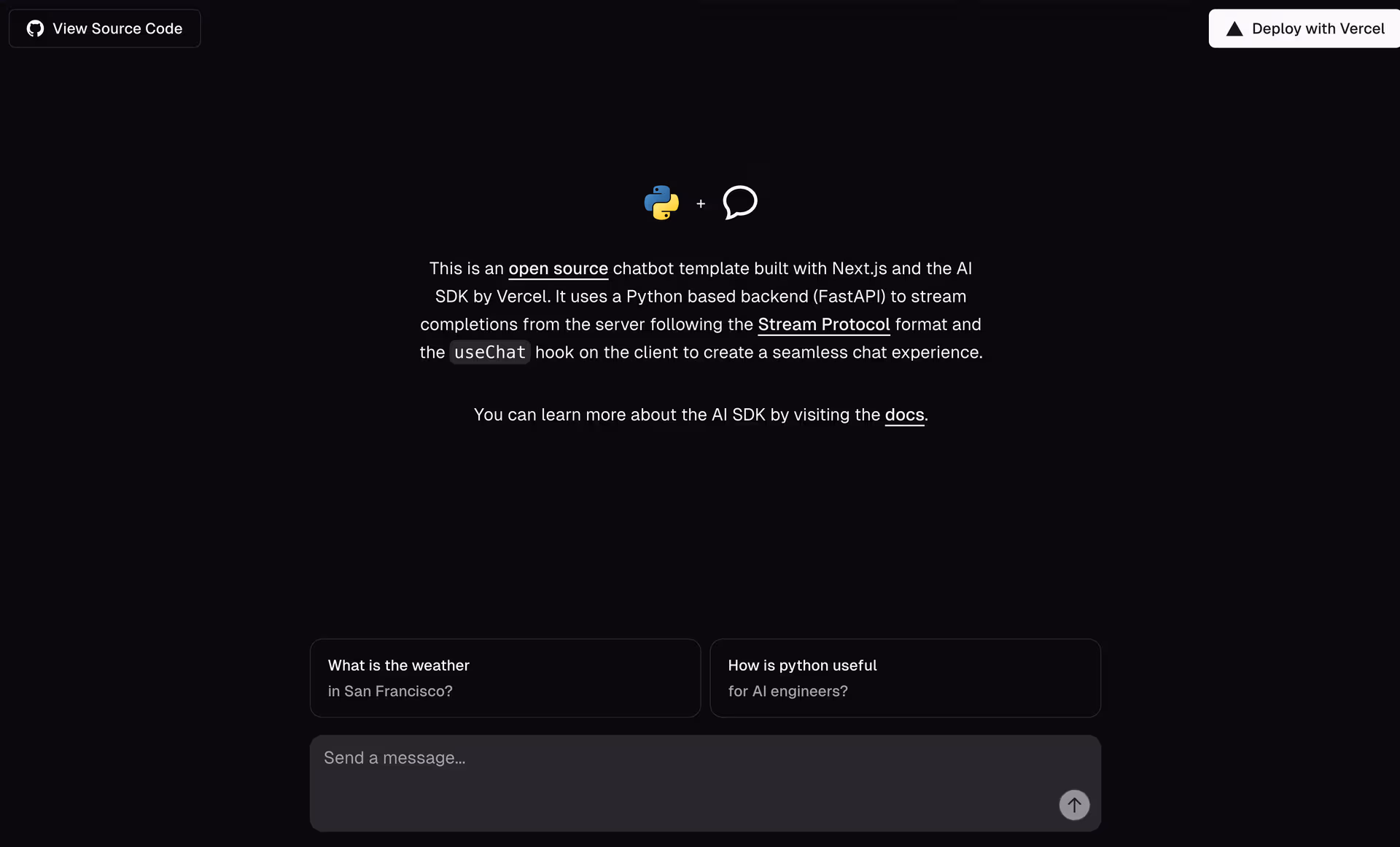 AI SDK Python Streaming
