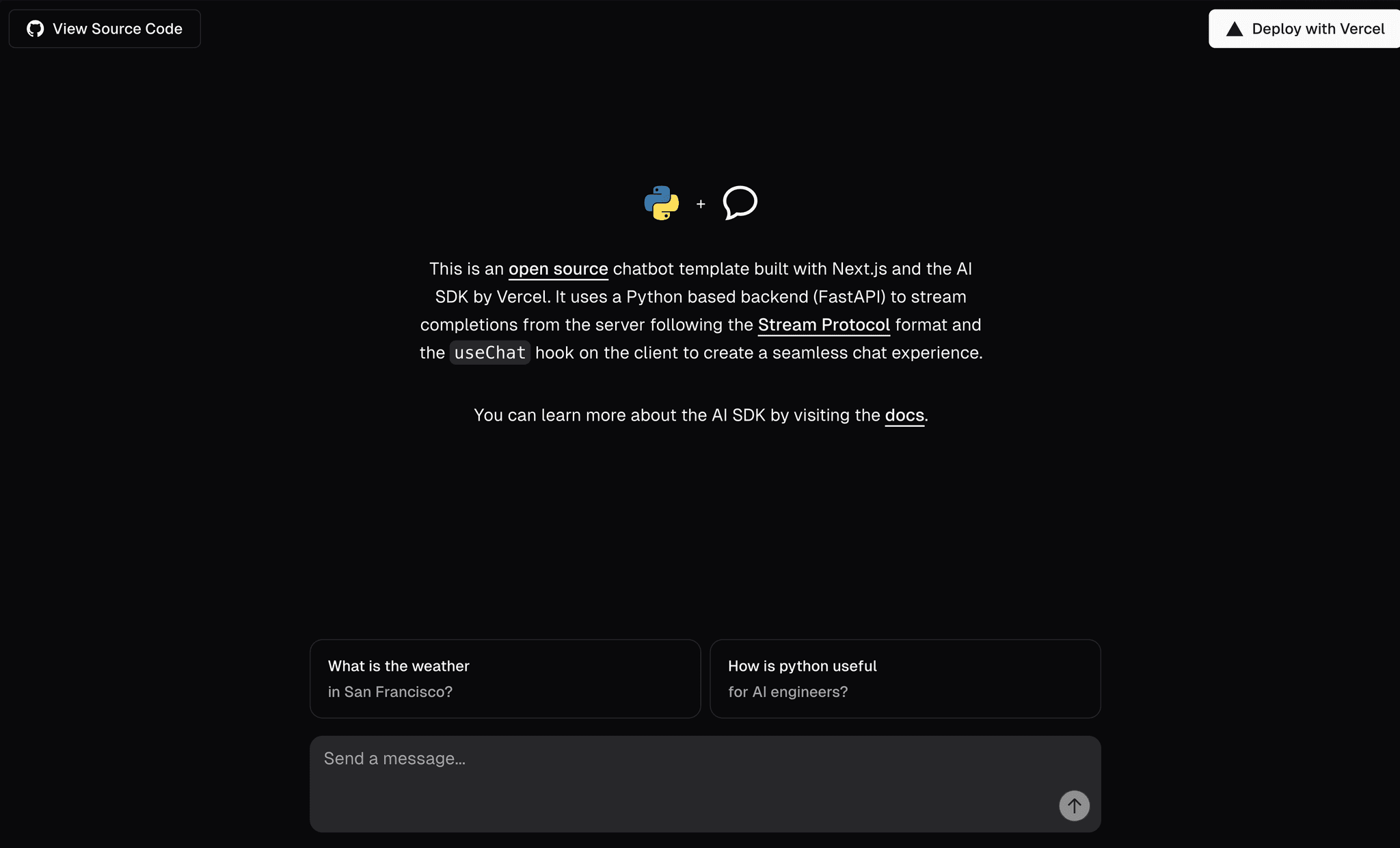 AI SDK Python Streaming
