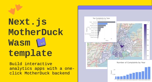 Next.js MotherDuck Wasm analytics quickstart
