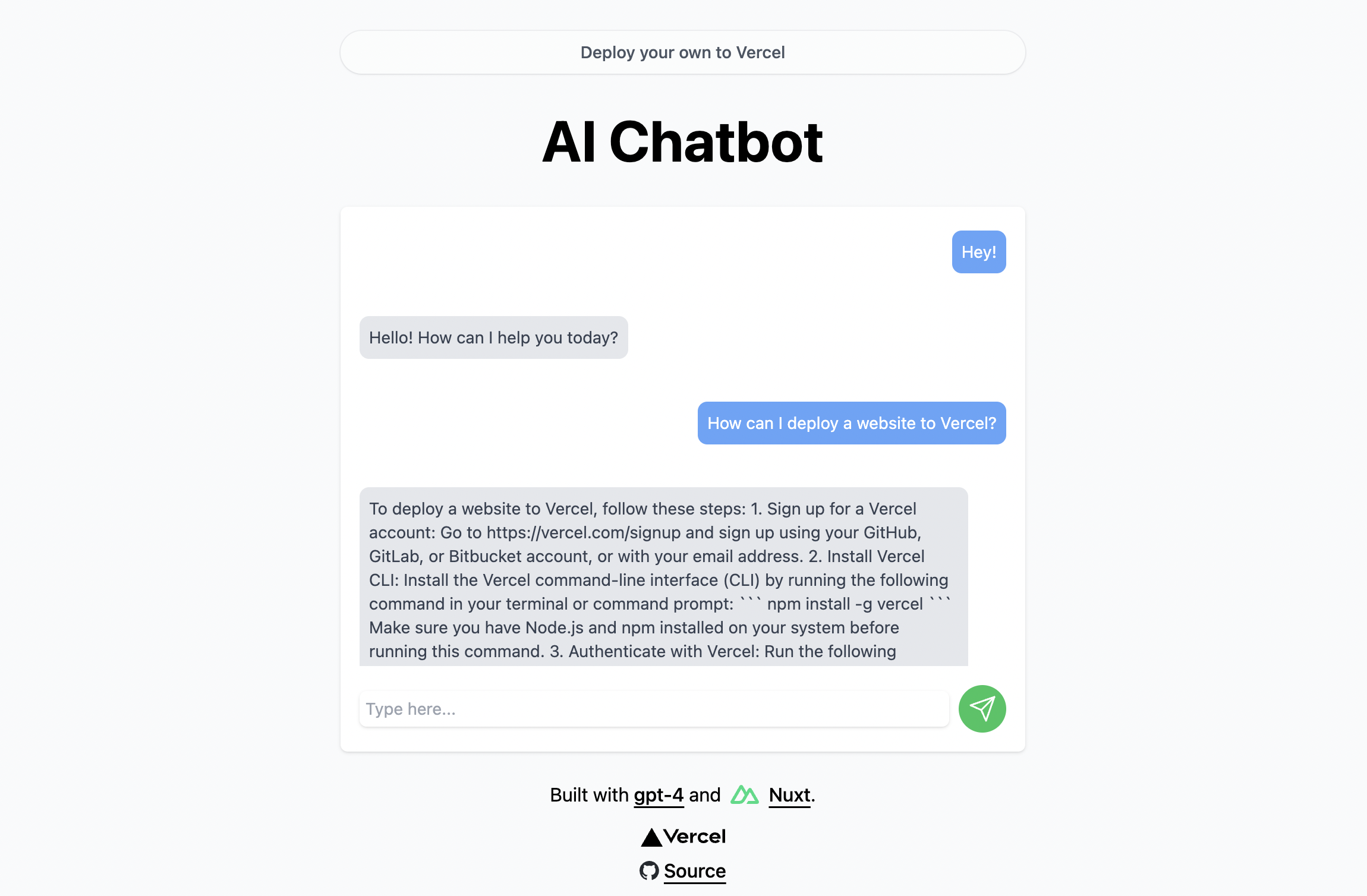 Nuxt AI Chatbot