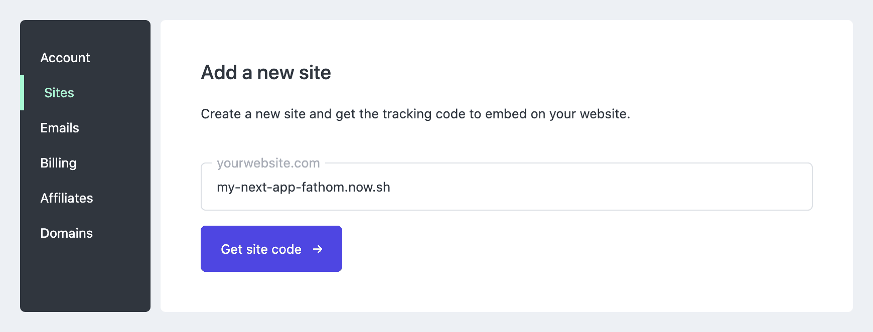 Adding a Site with Fathom.