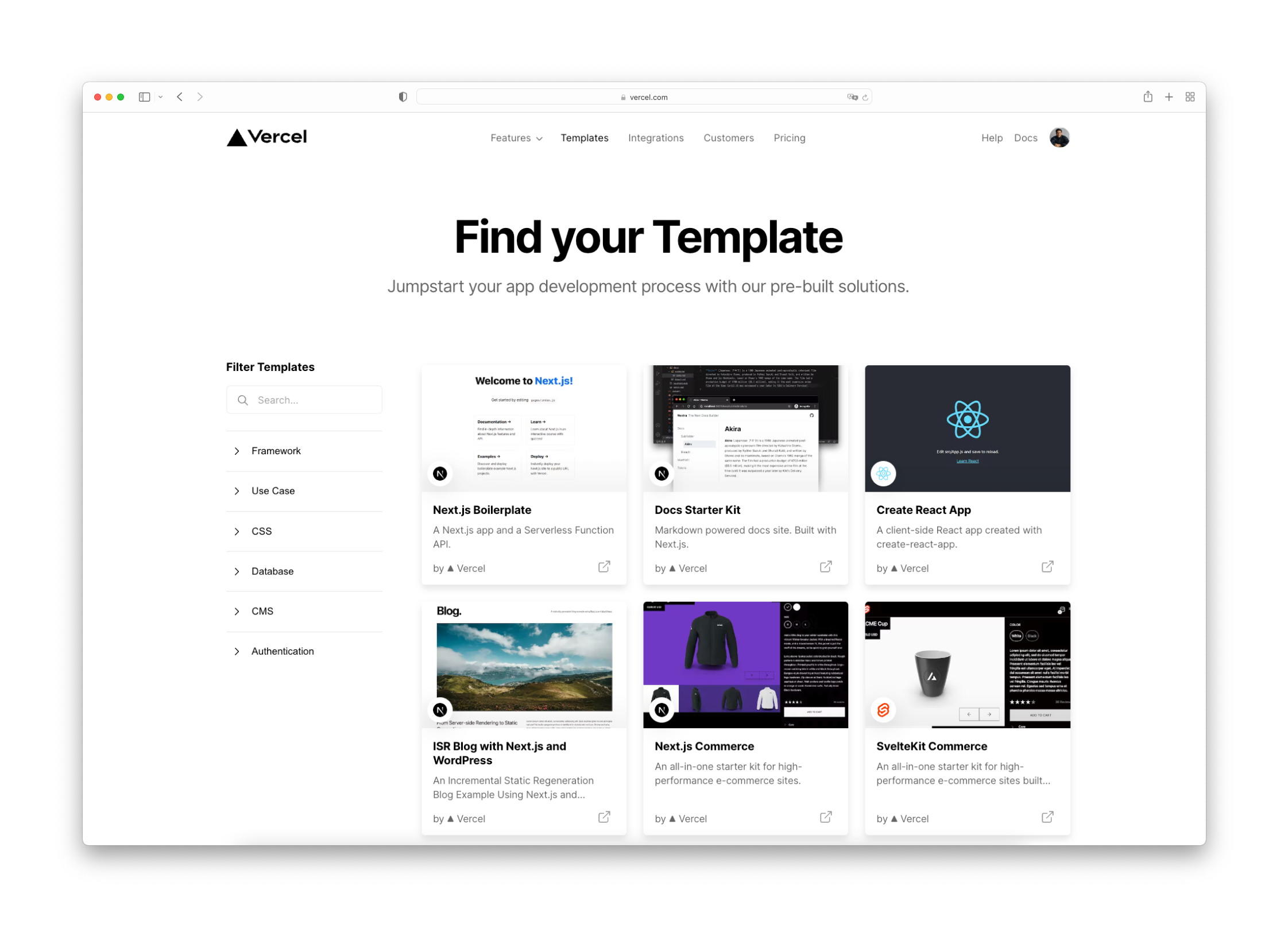 New version: wider selection of templates with fuzzy search & filters.