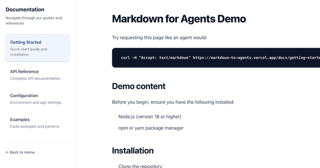 Markdown to agents, HTML to humans