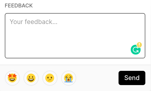 The feedback field when opened from a vercel.com page header.