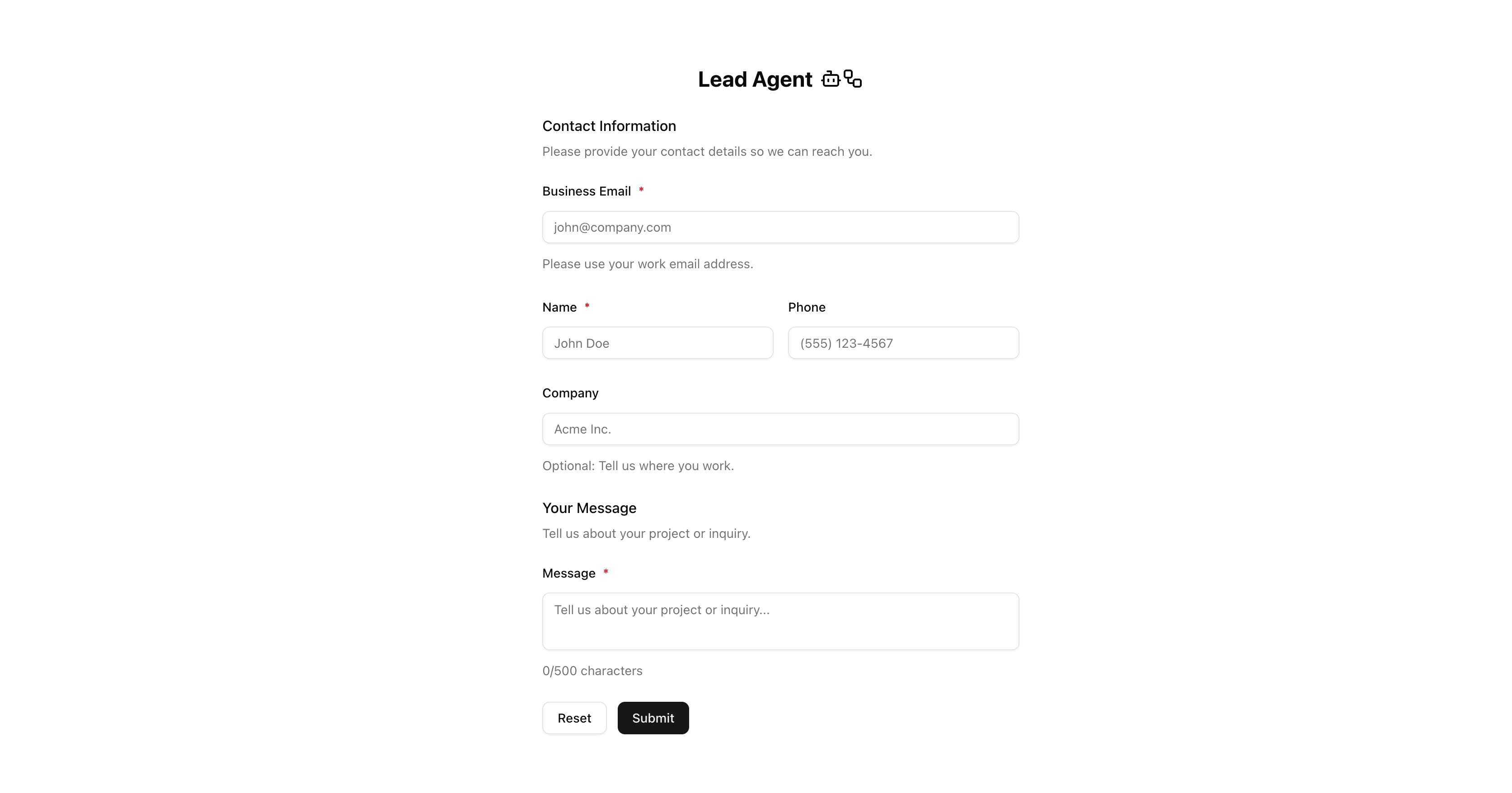Lead Agent demo screenshot