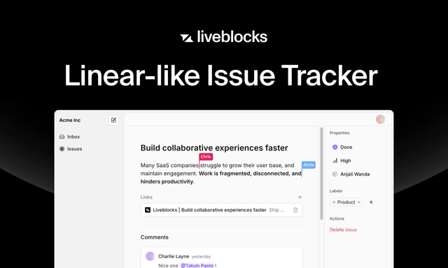 Liveblocks Linear-like Issue Tracker