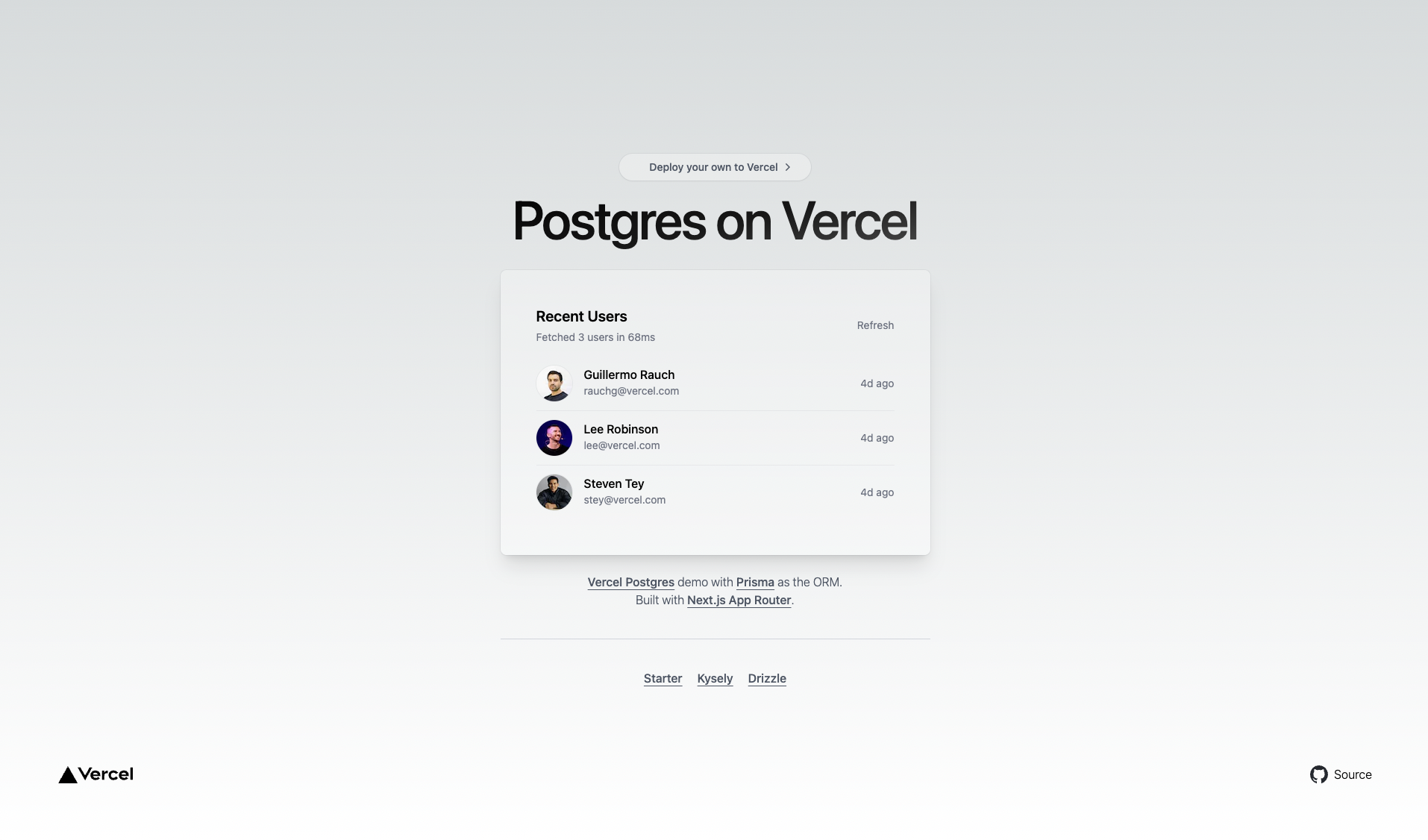 Vercel Postgres + Prisma Next.js Starter