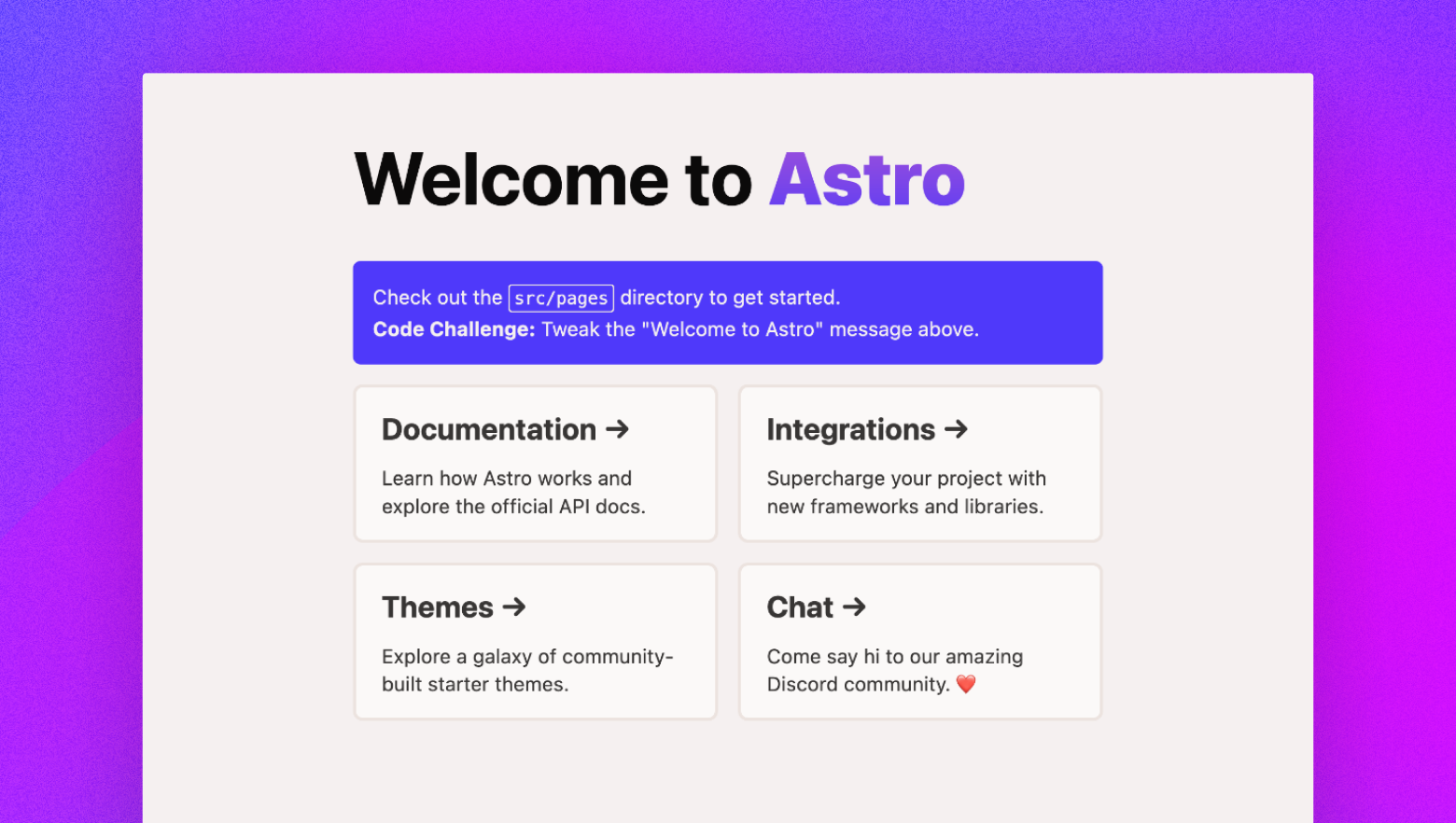 Welcome to Astro