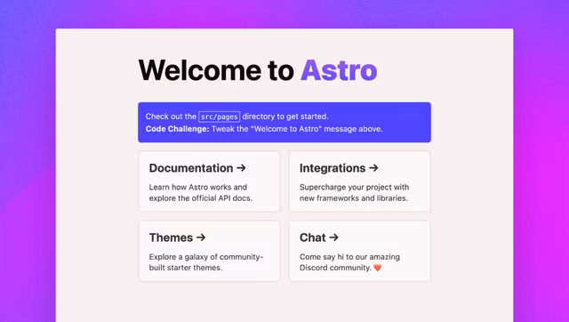 Welcome to Astro