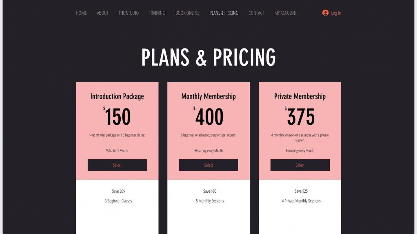 Wix Bookings: Next.js classes and pricing plans