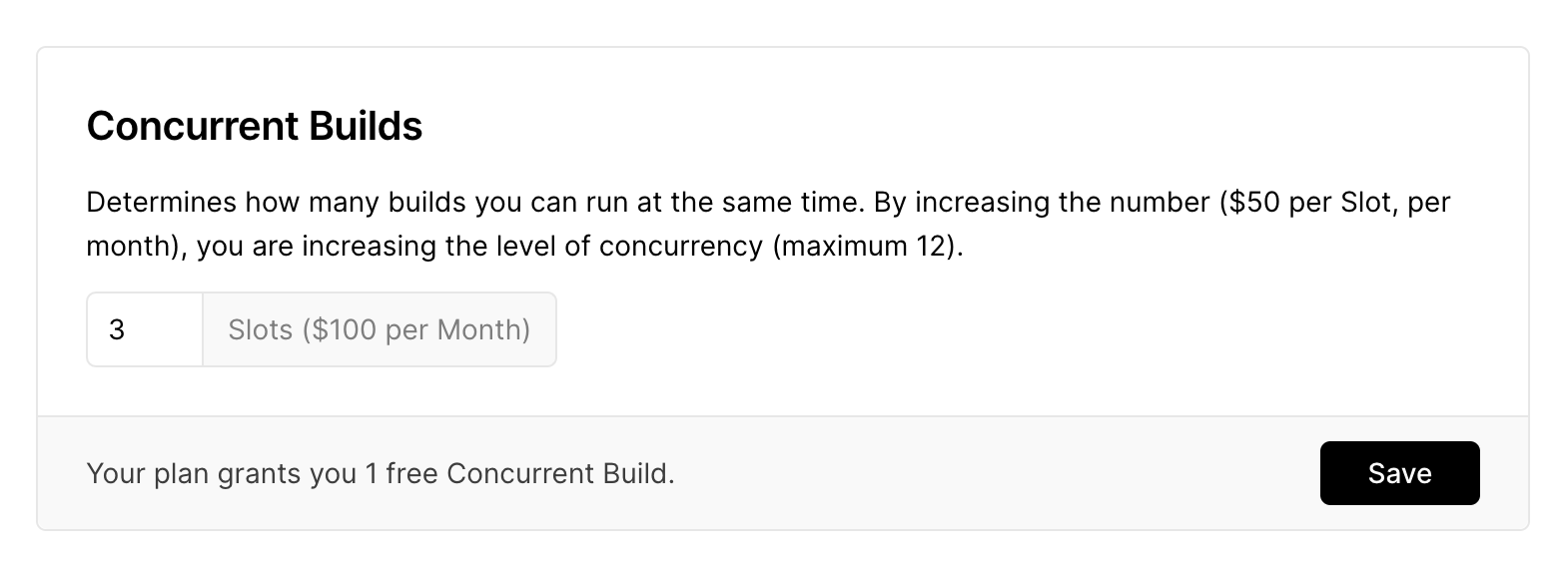 The Concurrent Builds fieldset, available from the Vercel Dashboard.
