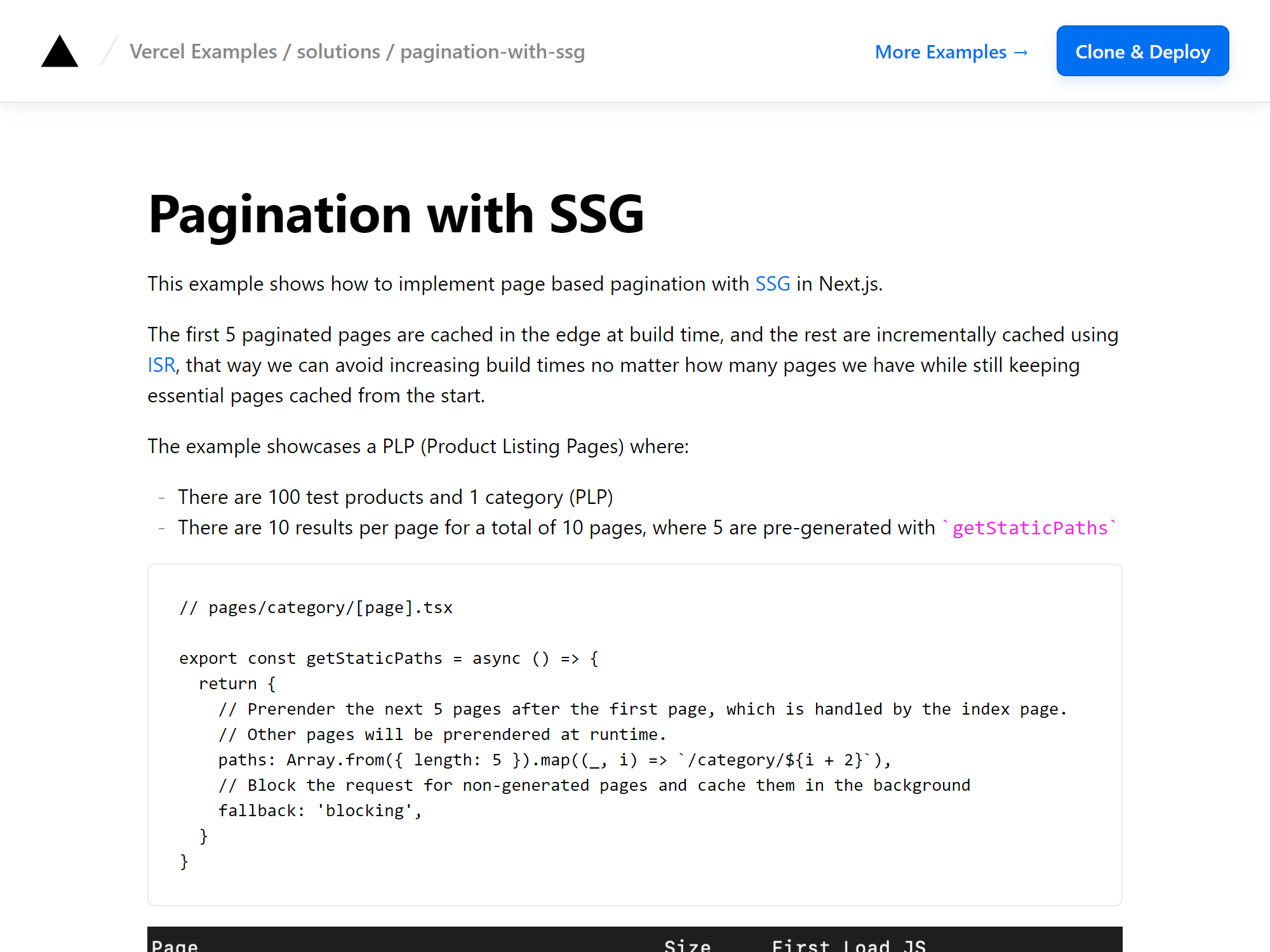 Pagination with SSG