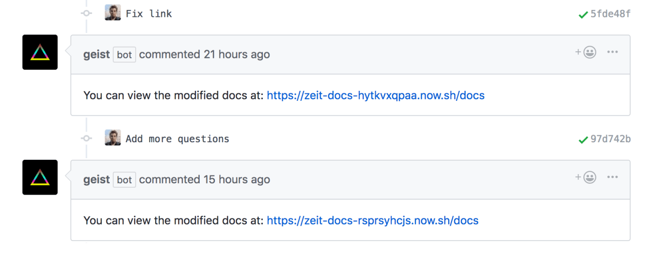 Every time a change happens inside a PR our bot automatically deploys it