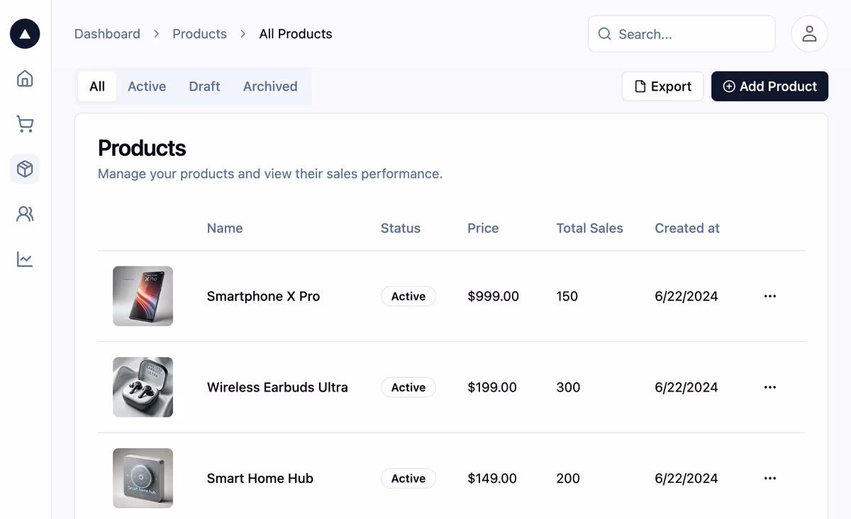 Next.js & shadcn/ui Admin Dashboard