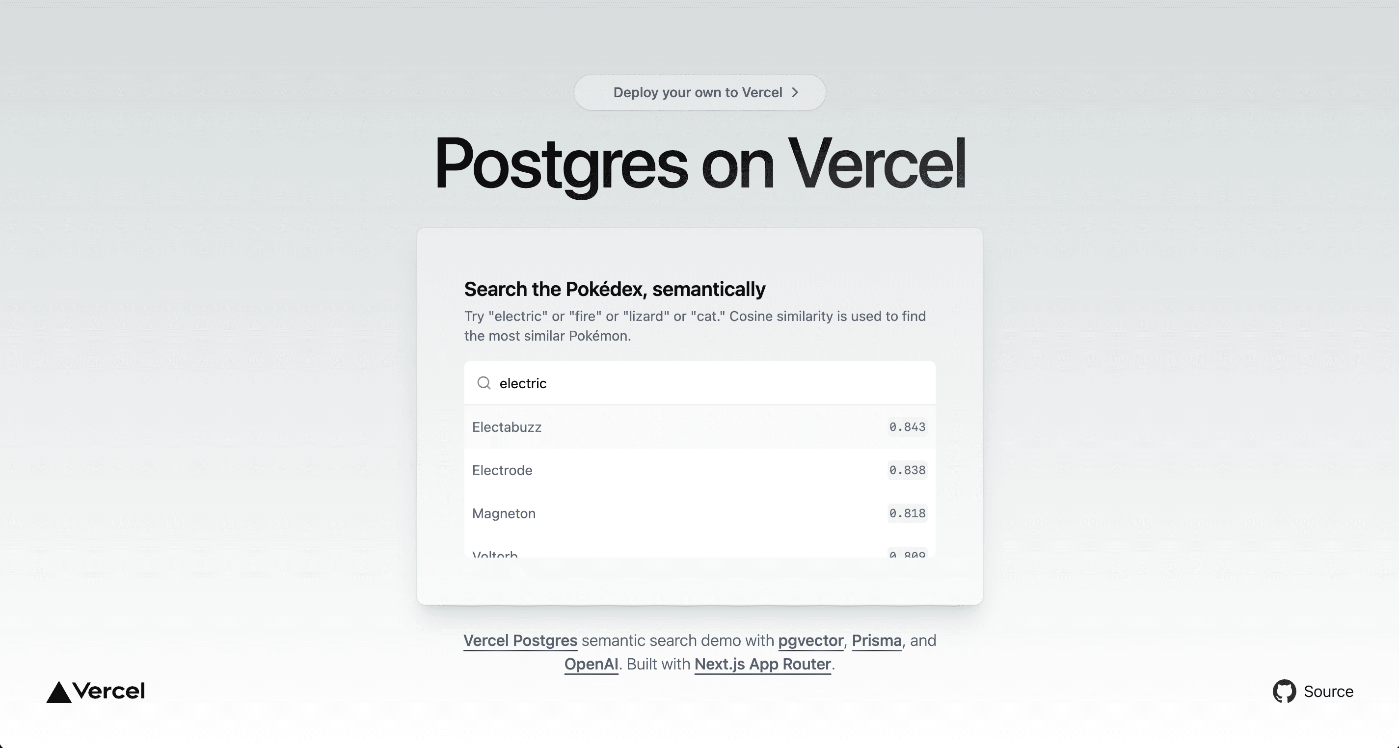 Vercel Postgres pgvector Starter – Vercel