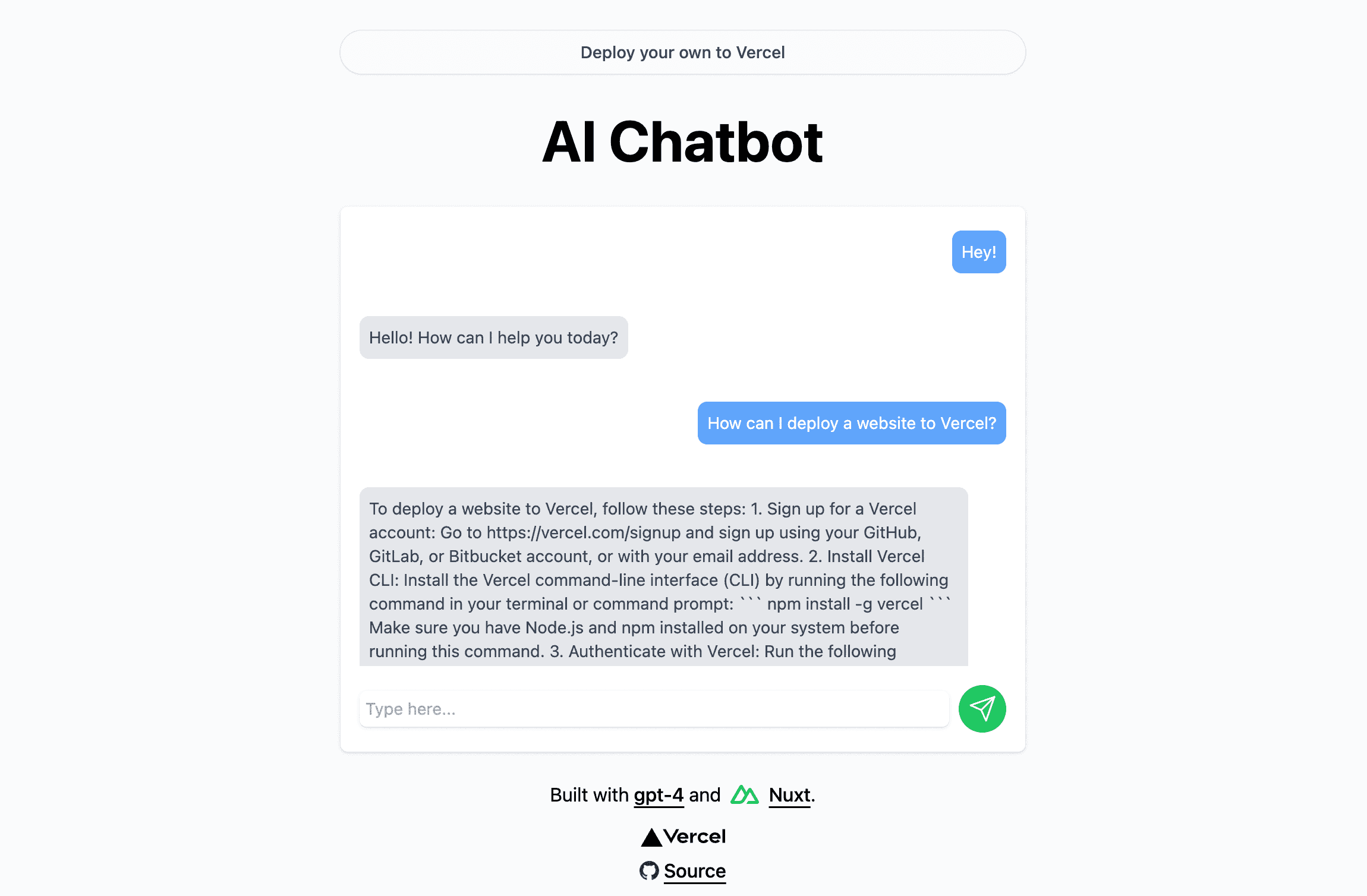 Next.js AI Chatbot – Vercel