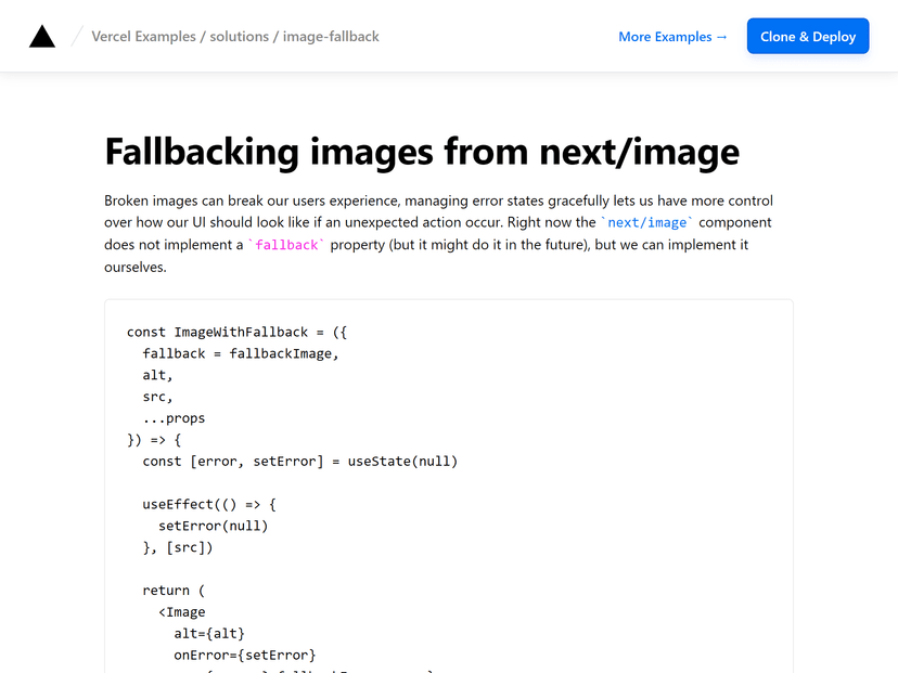 Using a fallback image with next/image – Vercel