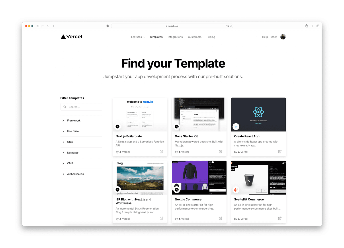 Introducing the Vercel Templates Marketplace Vercel Introducing the Vercel Templates Marketplace Vercel