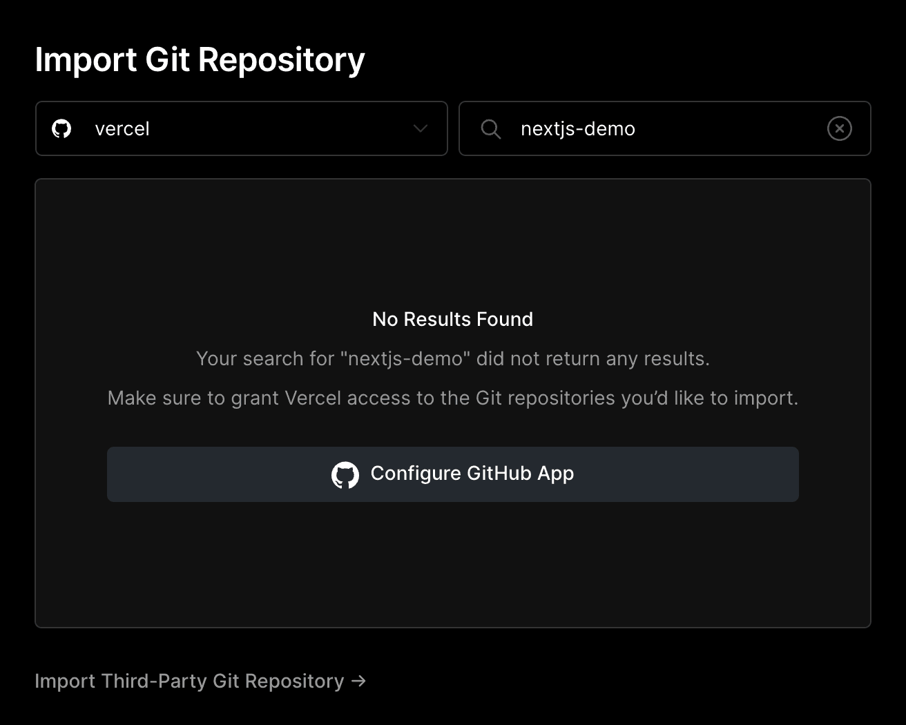 Why can't I find my GitHub repository when importing a project?