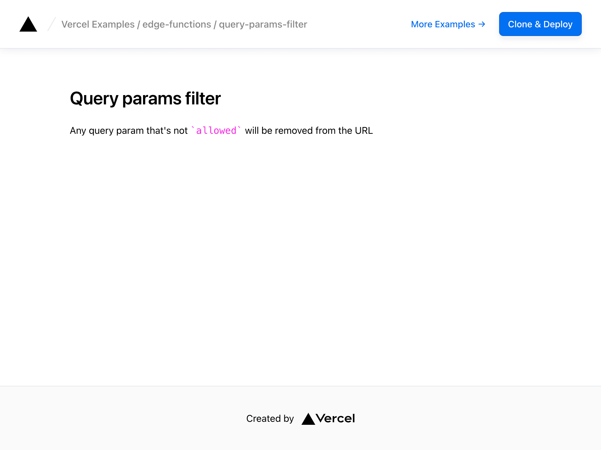 Filtering Query Parameters – Vercel
