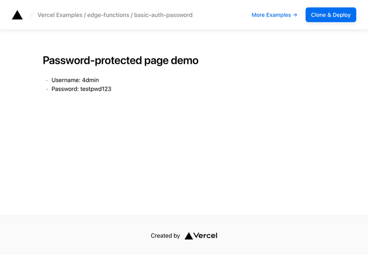 Basic Auth Password Protection - Vercel