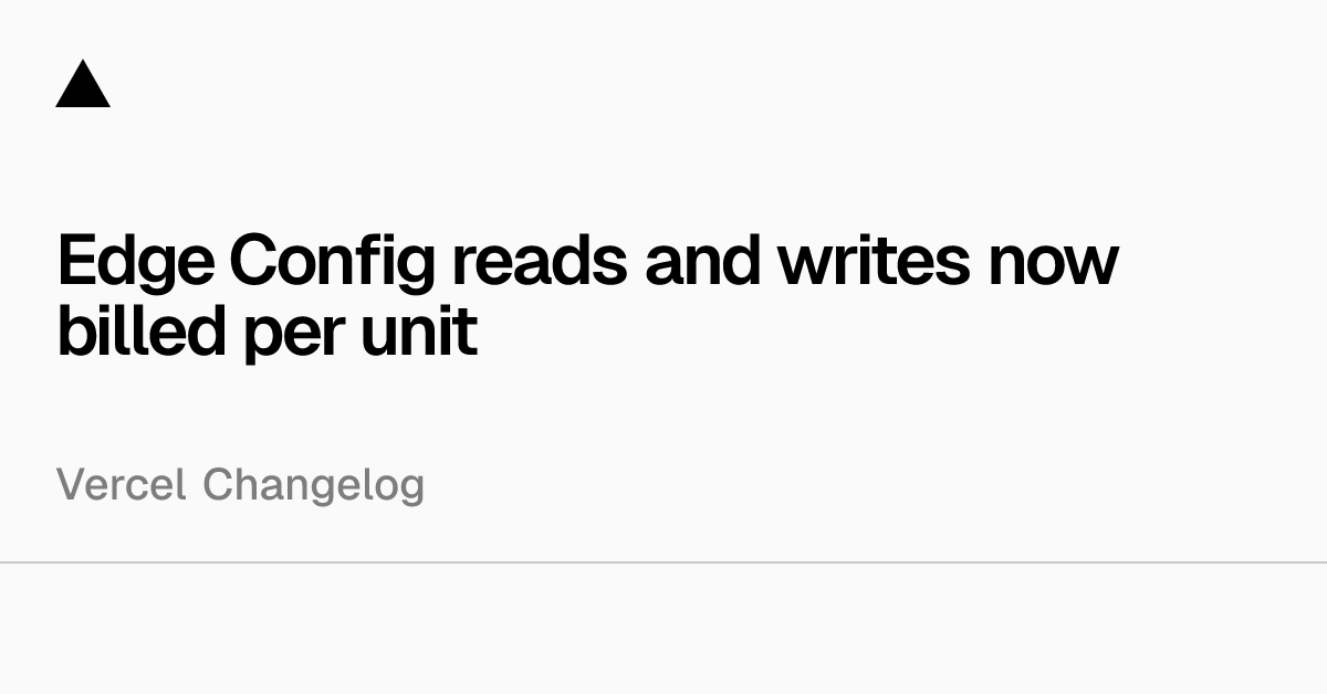 Edge Config reads and writes now billed per unit
