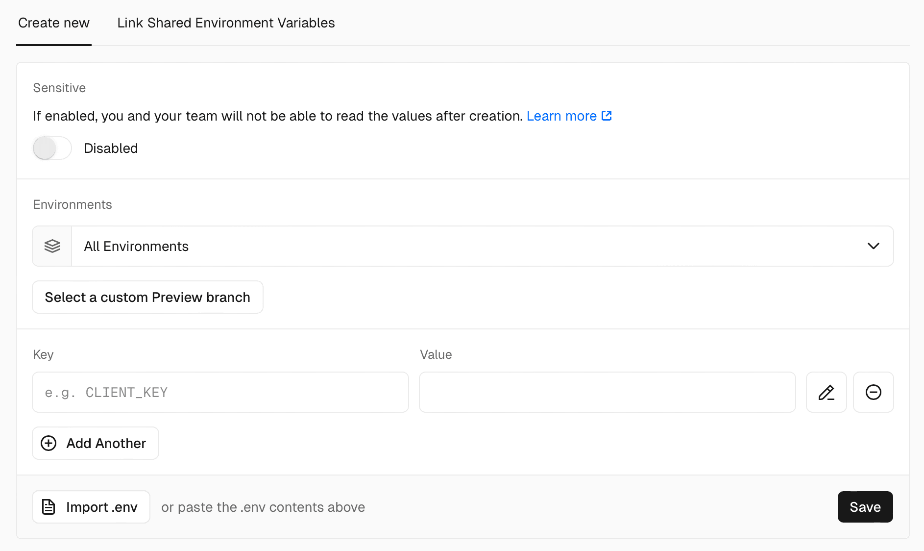 Adding an Environment Variable