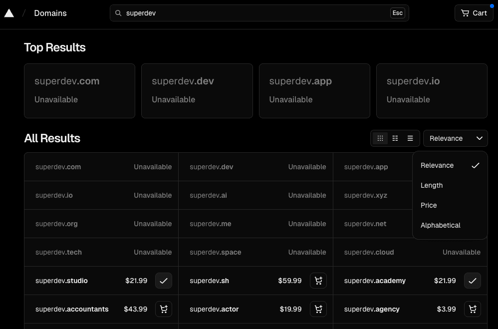 Domains marketplace