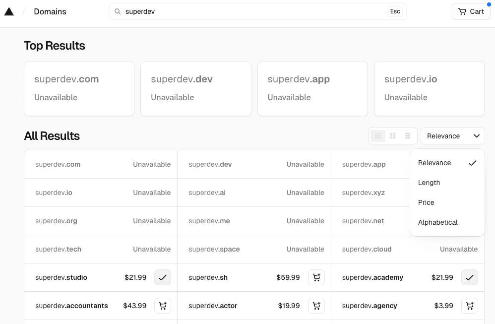 Domains marketplace