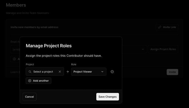 Assigning a contributor role to a new member.